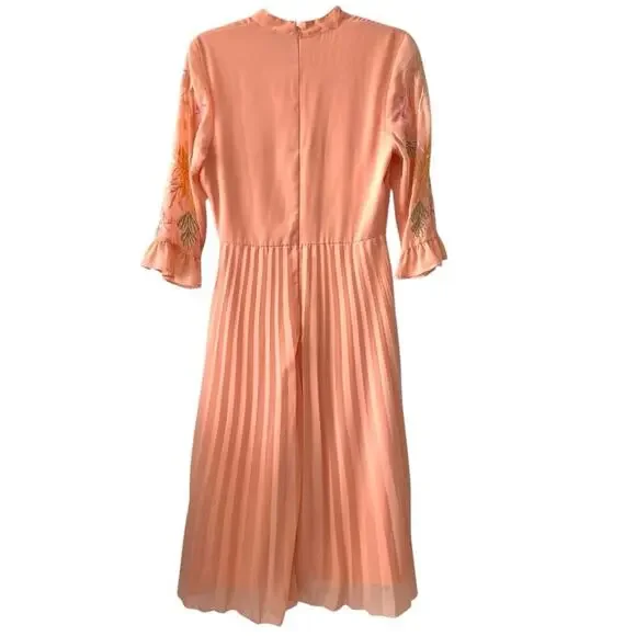 ASOS Embroidered Midi Dress | Blush Pink | Size 6 - Picture 3 of 5